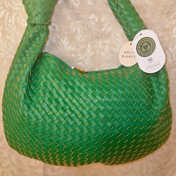 NWT intrecciato Melie Bianco Brigitte emerald green knotted vegan hobo bag - Picture 1 of 13
